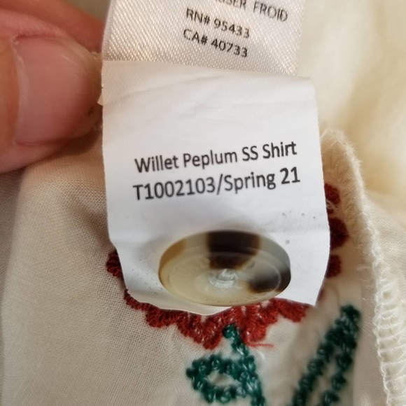 Toad&Co Cream Blouse with Red Floral Embroidery - Picture 8 of 8